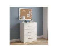 Table de chevet table de nuit avec 3 tiroirs coloris Blanc - Longueur 40 x Hauteur 61 x Profondeur 28 cm- -