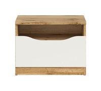 Table de chevet table de nuit avec tiroir,coloris Chêne wotan/Blanc brillant - Longueur 50 x Profondeur 39,5 x Hauteur 38,5cm - -
