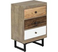 Table de chevet Table de nuit de 3 tiroirs en bois de manguier aspect vieilli - Longueur 49 x Profondeur 33 x Hauteur 73 cm