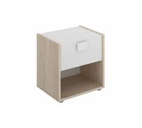 Table de chevet Table de nuit enfant coloris chene/blanc - Longueur 40 x Hauteur 42 x Profondeur 33 cm --