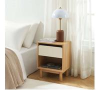 Table de chevet THALIA effet chêne et tiroir beige