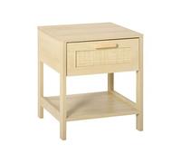 Table de chevet tiroir et étagère cannage en rotin dim. 40L x 40l x 48H cm MDF aspect bois clair