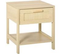 Table de chevet tiroir et étagère cannage en rotin dim. 40L x 40l x 48H cm MDF aspect bois clair Beige G