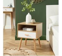 Table de chevet ULOS blanc et effet chêne 1 tiroir 40cm