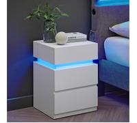 Table de Chevet - VASAGLE - 3 Tiroirs - Bande LED Multicolore Réglable - Style Moderne