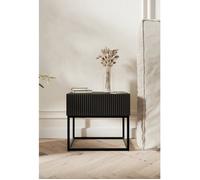 Table de chevet - VELDIO - 50 cm - noir avec pieds noirs