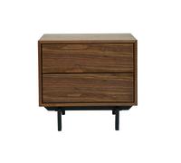 Table de chevet vintage bois foncé noyer et métal MANNY