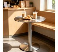 Table de cocktail Bistro avec base robuste, table de bar ronde/carrée | Table basse en acier inoxydable pour boissons, table d'appoint pour canapé, boutique de thé au lait(Round,50x50x95cm)