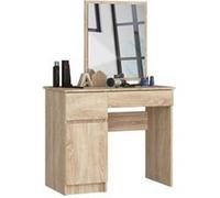 Table de coiffeuse AKORD gauche avec miroir 500x600 Chêne Sonoma 90 cm 1 porte 2 tiroirs façade Chêne Sonoma 2 étagères 90x50x142 cm Chêne Sonoma G