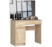 Table de coiffeuse AKORD gauche avec miroir 900x600 Chêne Sonoma 90 cm 1 porte 2 tiroirs façade Chêne Sonoma 2 étagères 90x50x142 cm Chêne Sonoma G