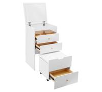 Table de coiffure 3 en 1 avec tabouret et miroir rabattable, idéale pour la chambre