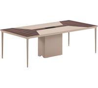 Table de conférence beige avec structure en bois et design moderne pour le bureau et les réunions