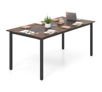 Table de Conférence Carrée-GIANTEX-180 x 90 cm-8 à 10 Personnes-Trou pour Câble, Pieds en Métal-pour Salle de Réunion, Breau-Marron