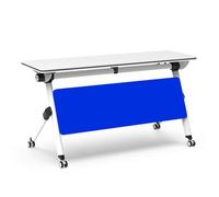 Table de conférence modulable pliante avec plateau rabattable et roulettes - Design compact pour réunions de bureau et sessions de formation (bleu, 160 x 61 x 76,2 cm)