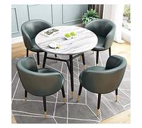 Table de conférence ronde avec 4 chaises - 90 cm - Design moderne pour petites réunions de bureau, cuisine, salle à manger et espaces de négociation - Mobilier peu encombrant