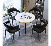 Table de conférence ronde avec 4 chaises - Meuble de salle de réception pour bureau et hôtel - Design gris foncé polyvalent pour espaces de collaboration