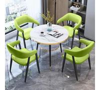 Table de conférence ronde avec 4 chaises - Meuble de salle de réception pour bureau et hôtel - Design gris foncé polyvalent pour espaces de collaboration