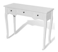 Table de console et coiffeuse - MEE - Blanc-1 - Bois de pin - 3 tiroirs - Design contemporain