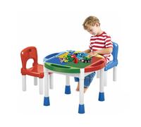 Table de Construction avec Chaises pour Enfant Tableau Réversible et Bacs Multicolore
