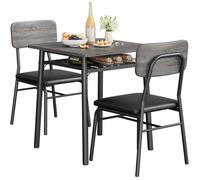 Table de Cuisine 2 Personnes avec Chaises Encastrables, Carrée pour Coin Petit-Déjeuner, Salle à Manger,Gris,70x70x75cm