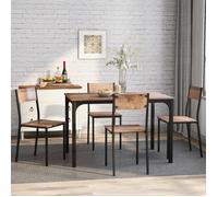 Table De Cuisine Avec Chaises, Table À Manger Avec 4 Chaises, Pour Balcon, Salle À Manger Et Salon, Marron Vintage