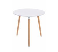 Table de Cuisine Design Retro Ansgar I Table d'Appoint Ronde avec 3 Pieds en Bois Diamètre 80 cm Hauteur de la Table 75 cm I Couleur, Couleur:Blanc, Couleur du Cadre:Natura