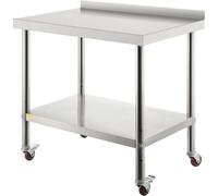 Table de cuisine en inox - Table de préparation du travail sur roulettes - 76,2 x 61cm