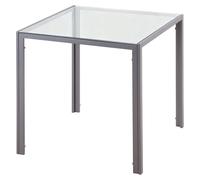 Table de cuisine en verre, pour 4 personnes, table à manger en verre trempé, structure en acier, forme carrée, couleur grise. Verre de sécurité de 6 mm. Capacité de charge jusqu'à 80 kg. Dimensions : 