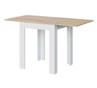 Table de cuisine extensible coloris chêne canadien - blanc artic - Hauteur 79 x longueur 67-134cm x profondeur 67 cm