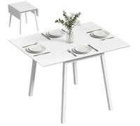 Table de cuisine pliable - HOMCOM - avec plateau rabattable - pour 2 à 4 personnes - en bois - blanc