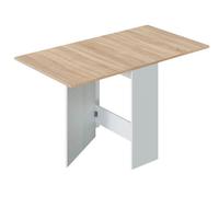 Table de cuisine pliante coloris chêne canadien / blanc artic - Hauteur 78 x Profondeur 31 x Longueur 77 cm
