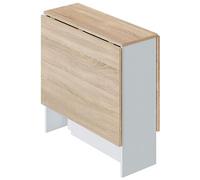 Table de cuisine pliante coloris chene canadien / blanc artic - Hauteur 78 x Profondeur 31 x Longueur 77 cm --