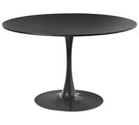 Table de Cuisine Ronde Minimaliste ø 120 cm Base en Métal Plateau MDF Noir Boca