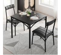 Table de Cuisine - SALUTMEUBLE - 4 Personnes - Noir - Style Scandinave - Montage facile