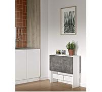 Table de Cuisine/Table de séjour Pliante - Blanc/Béton - Rectangulaire - 4 places - Contemporain - Design