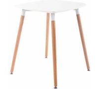 Table de Cuisine Viborg - CLP - Carré - Blanc - 60 cm - Pieds en Bois de Hêtre Nature