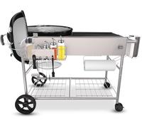 Table de cuisson - Acier inoxydable - Mobile - Avec roues et support pour couvercle - 127 x 61,5 x 79 cm - Argent