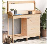 Table de culture avec meuble de rangement en bois massif de pin, dimensions 110,5 x 45 x 124,5 cm, avec plateau en métal galvanisé, idéale pour l'intérieur, le jardin et la terrasse, pour le stockage