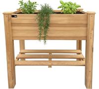 Table de culture en bois - Jardinière surélevée - Pour un jardinage confortable - Avec étagère de rangement - 86,5 x 46 x 85 cm - Marron