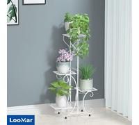 Table de culture Löwmar-compatible, support pour plantes – standard pour plantes / support pour plantes – cage pour plantes – Adaptée pour l'intérieur et l'extérieur – Blanche – Métal