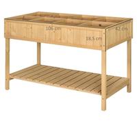 Table de culture, modèle surélevé, 8 compartiments avec système de drainage, bois naturel
