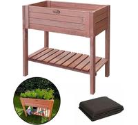 Table de culture sur pieds - Jardinière en bois - Pour la culture de légumes - Inclut un tissu de paillage - 80 x 40 x 80 cm - Marron