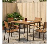 vidaXL Table de jardin Bois d'acacia massif blanche et noire 141 x 80,5 x 75 cm