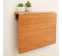 Table de Dos de Goutte Murale en Bambou Folding Bureau d'économie d'espace Table d'étude d'ordinateur pour la Chambre de Cuisine Petit Appartement Facile Installer Surface en Bois Naturel Robuste