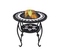 vidaXL Table de foyer mosaïque 68 cm céramique avec brasero noir et blanc