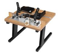 Table de fraisage 43 x 40 cm réglable 200 kg MDF Noir | Aluminium et MDF, plaque d'insertion de 7 mm, aspiration de la poussière 40 mm, butée réglable, pour rainures