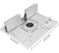 Table de fraisage à onglet - Plaque de fraisage en aluminium avec guide d'angle - Orientable à 180° - Échelles de précision - Portable et durable - Argenté