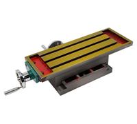 Table de fraisage - Table croisée XY pour perceuse-fraiseuse - Fonte - Course X : 27 cm - Course Y : 12,5 cm - Rainures en T - Volants - Dimensions : 57 × 36 × 10 cm - Jaune
