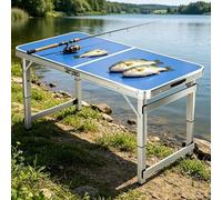 Table de Grill Pliante pour événements, Table Utilitaire d'intérieur et d'extérieur, Pliable en Deux, Bleue | Tables de préparation Alimentaire Portables, Table de Travail rectangulaire plia