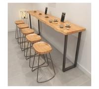Table De Hauteur De Bar Industrielle, Table À Manger Live Edge, Plateau De Bar En Bois Massif, Table De Pub Rectangulaire - Hauteur De Comptoir Haute, Table De Bar Longue Rustique(L240xW45xH105cm)